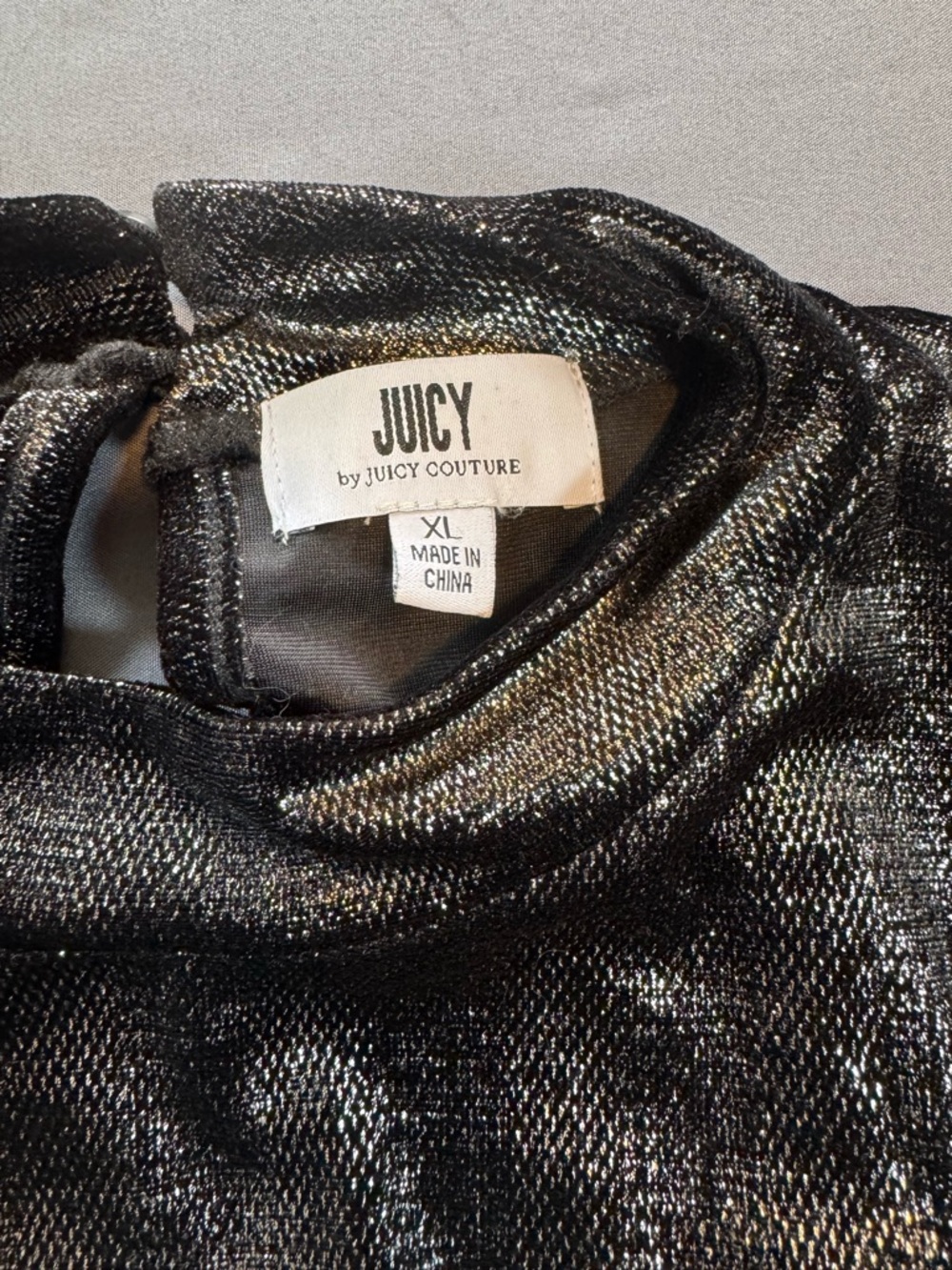 Juicy Couture Black Sparkle Cold-Shoulder Mini Dress Size XL - Picture 3 of 6